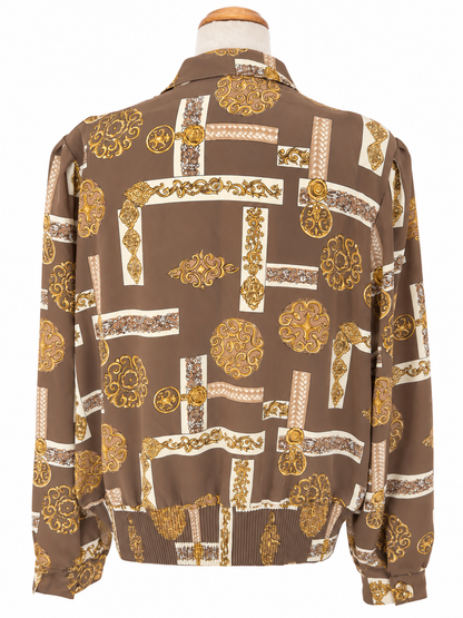 Blouse vintage imprimé baroque marron