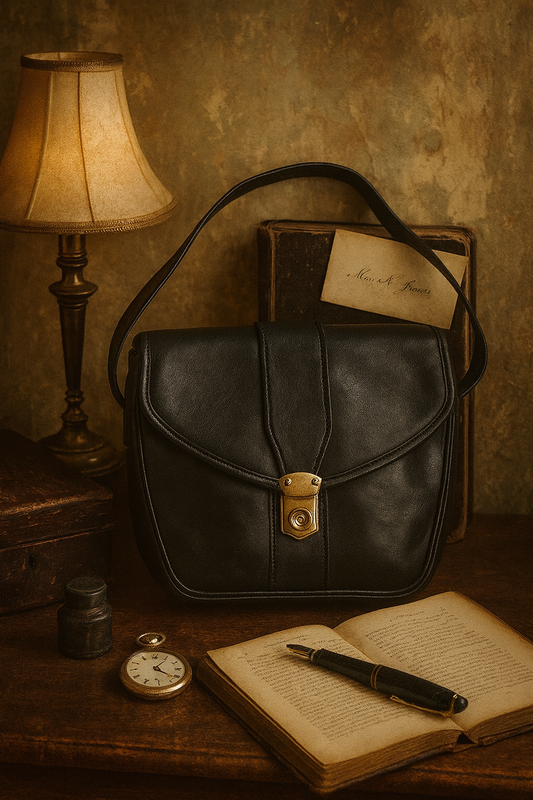 Sac vintage Audouin Paris – cuir noir – Made in France la friperie vintage 25