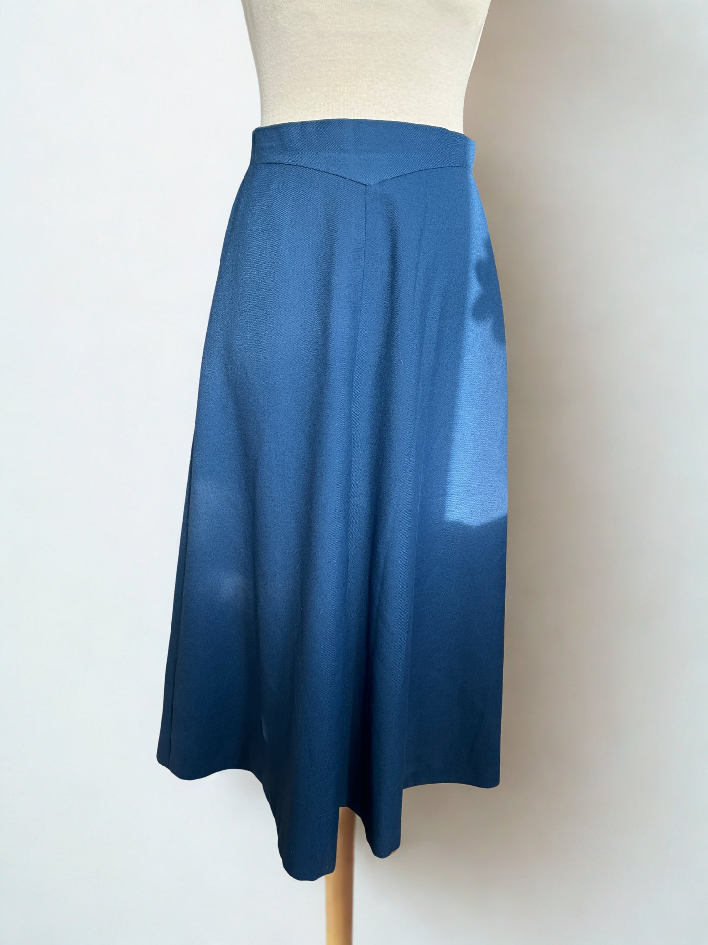 Jupe vintage midi bleu taille haute