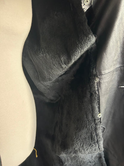 Manteau long en cuir vintage doublure amovible la friperie vintage 25