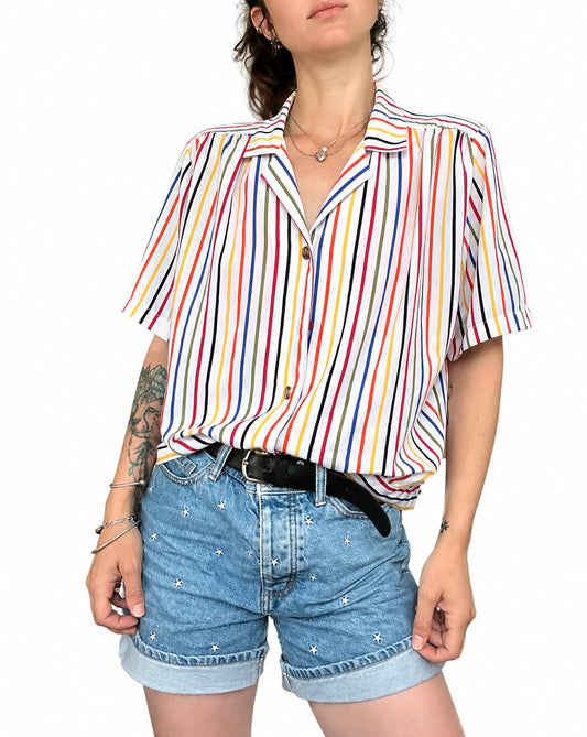 Chemise vintage rayée multicolore