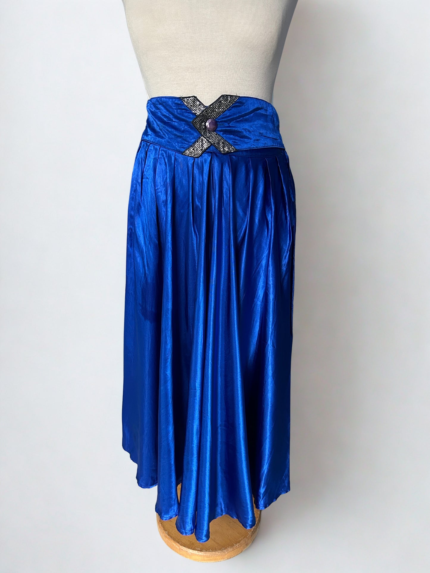 Jupe vintage bleu électrique taille haute – Made in France