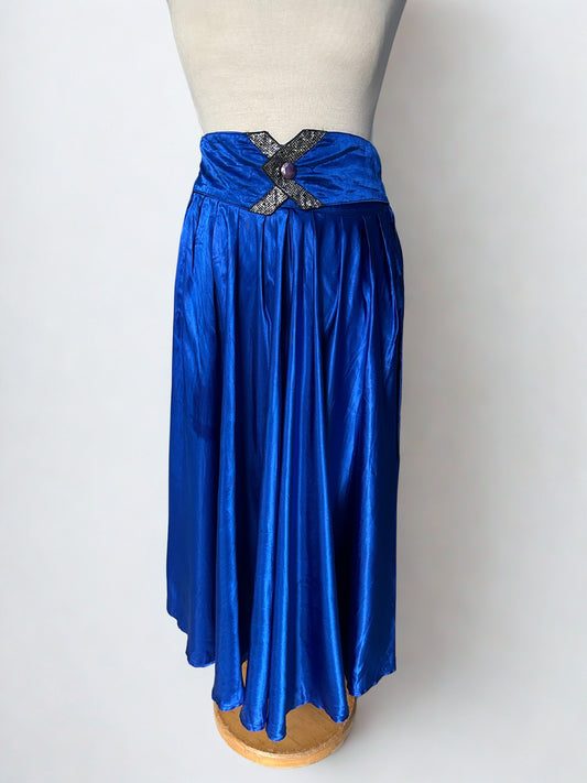 Jupe vintage bleu électrique taille haute – Made in France
