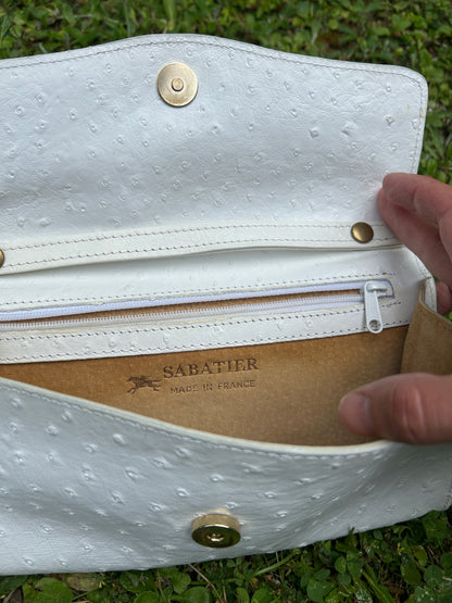 Sac pochette cuir blanc vintage