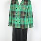 Robe vintage veste verte à carreaux écossais