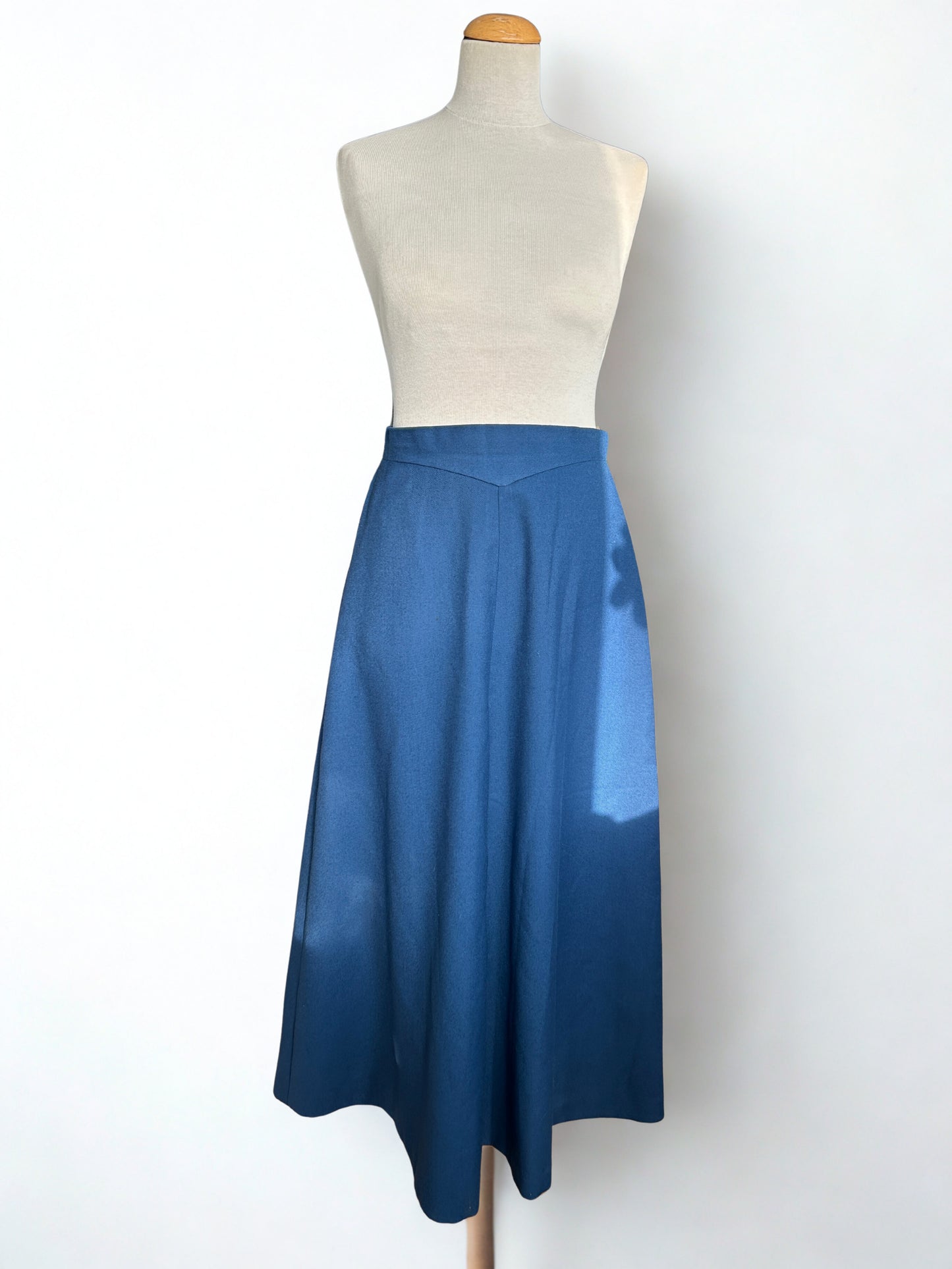 Jupe vintage midi bleu taille haute