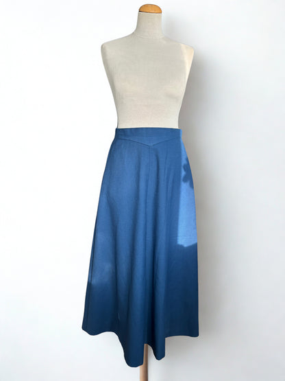 Jupe vintage midi bleu taille haute