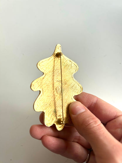 Broche feuille de chêne vintage Inès de la Fressange la friperie vintage 25