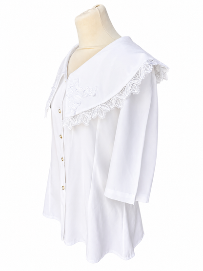 Chemisier vintage blanc col large