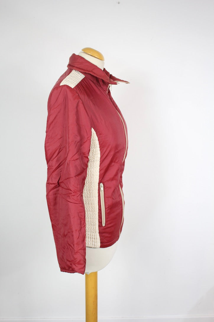 Veste d'hiver ski vintage légère rouge blanc années 70