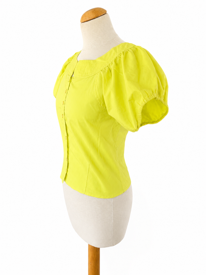 Blouse vintage jaune manches bouffantes