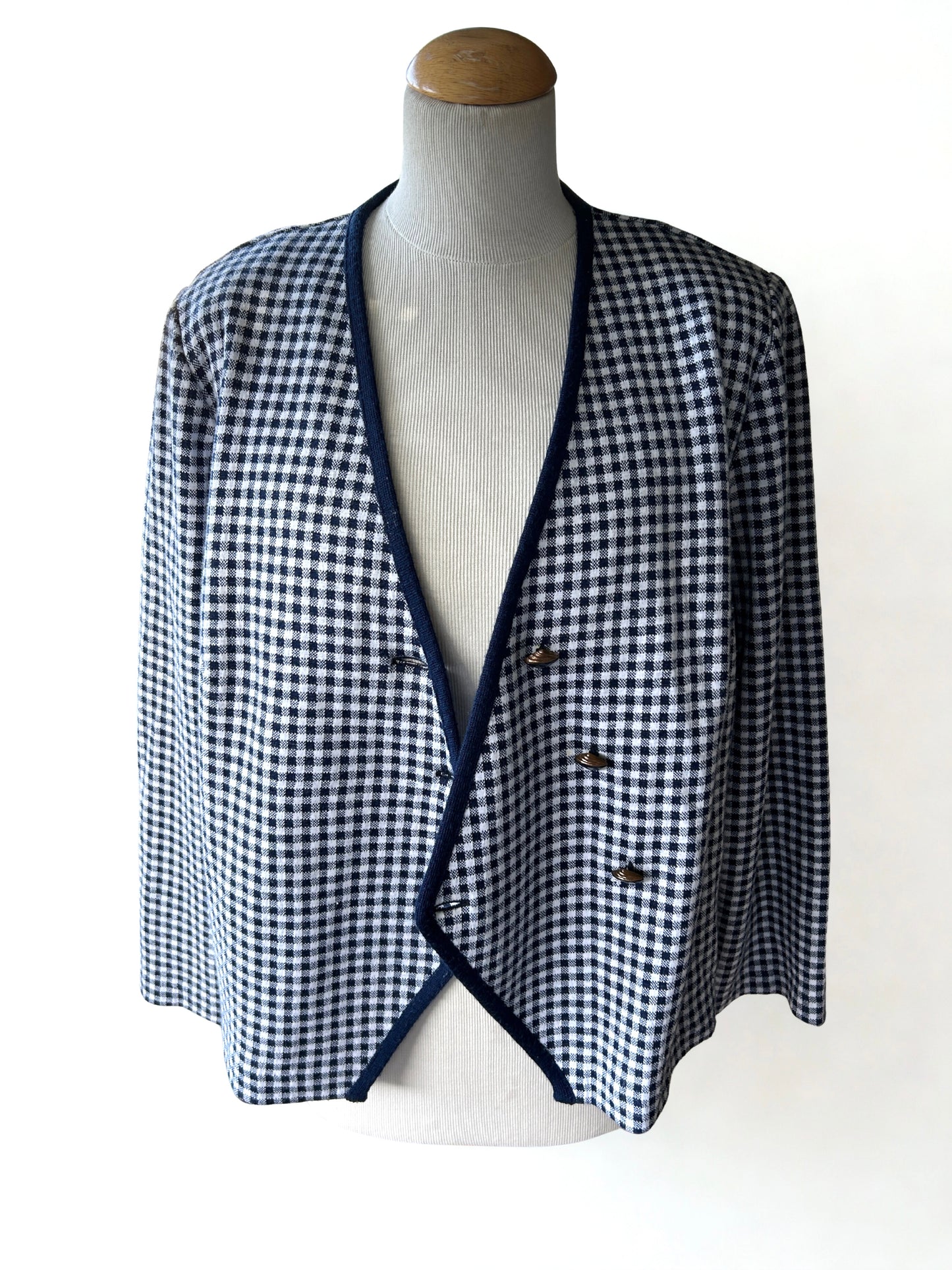 Veste vintage à carreaux bleu et blanc France