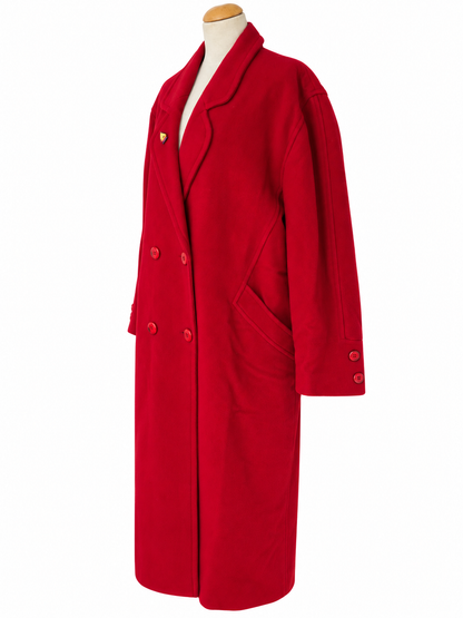 Manteau long vintage rouge laine cachemire
