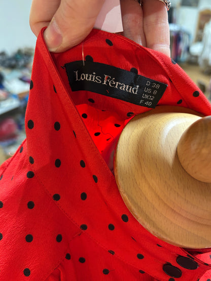 Chemisier vintage rouge à pois Féraud la friperie vintage 25