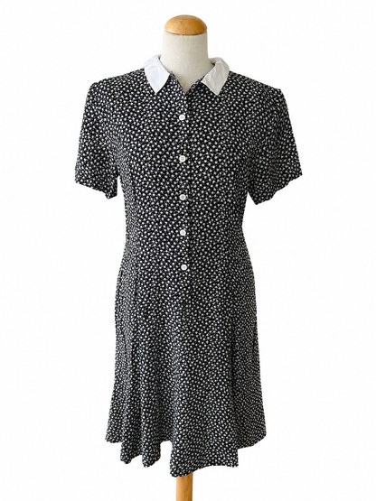 Robe noire motifs fleuris vintage