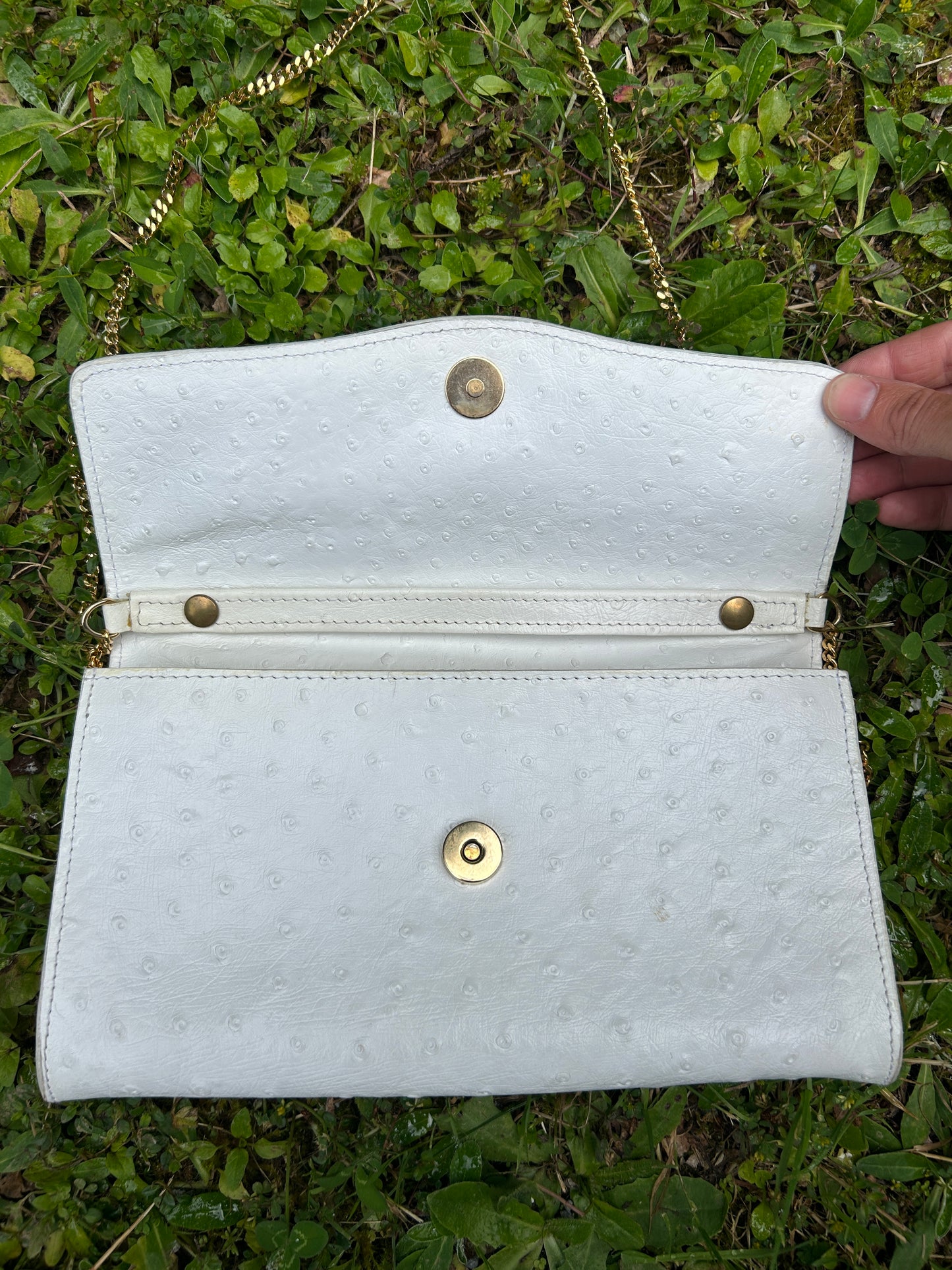 Sac pochette cuir blanc vintage