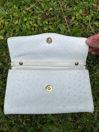 Sac pochette cuir blanc vintage