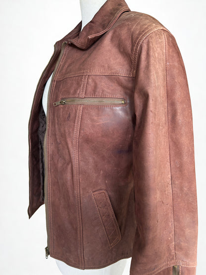 Veste en cuir nubuck vintage marron