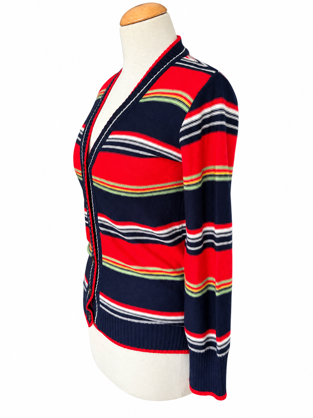 Gilet rayé vintage rouge et bleu marine