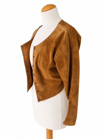 Veste courte en daim camel vintage