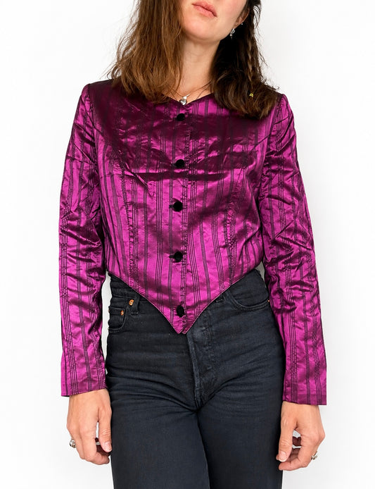 Veste corset vintage violet  à rayures noires