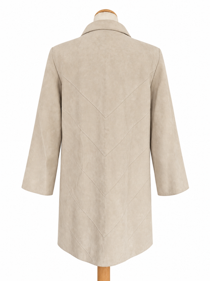 Veste longue vintage beige effet suedé