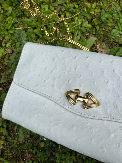 Sac pochette cuir blanc vintage