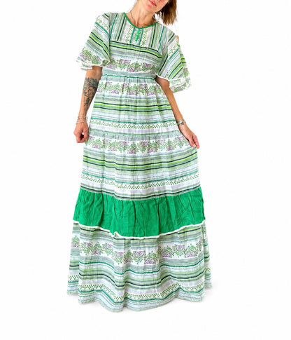 Robe longue bohème vintage imprimé floral