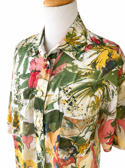 Chemise vintage fleurie aquarelle