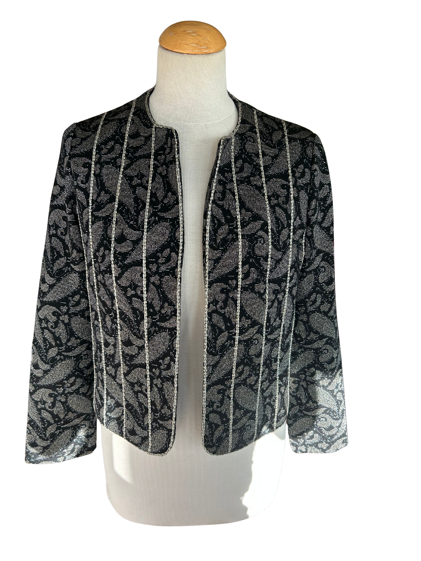 Veste jacquard noir argent pailletée vintage la friperie vintage 25