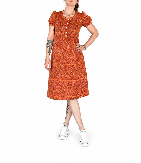 Robe vintage orange fleurs 70’s