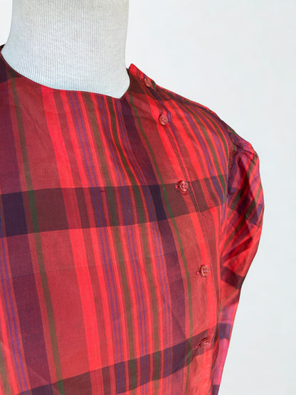 Blouse René Derhy en soie à carreaux