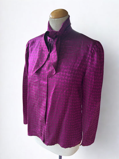 Blouse vintage Guy Laroche fushia jacquard la friperie vintage 25