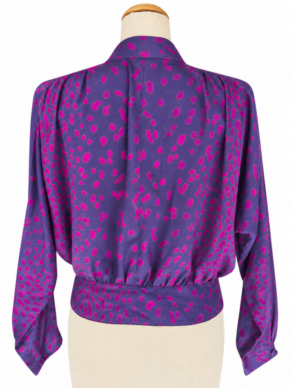 Blouse vintage trompe l’œil fushia