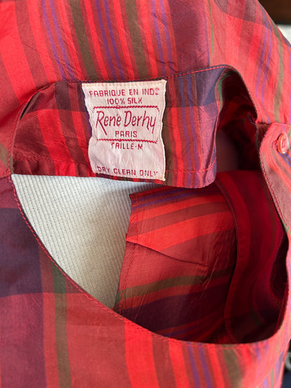 Blouse René Derhy en soie à carreaux