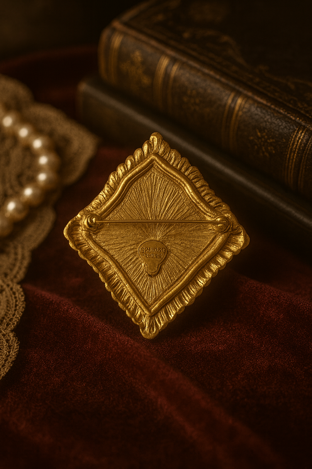 Broche vintage dorée & pierre verte – Scherrer Paris la friperie vintage 25