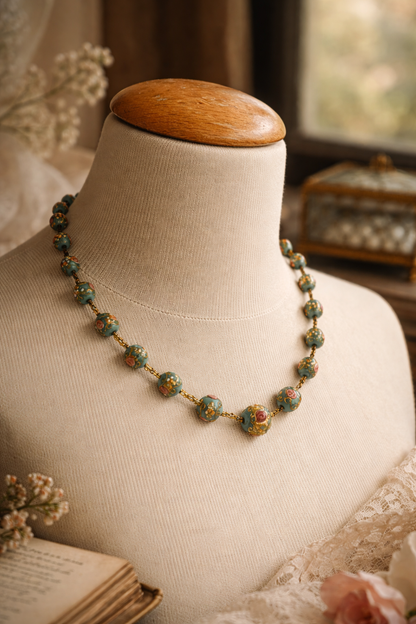 Collier vintage perles florales en verres la friperie vintage 25