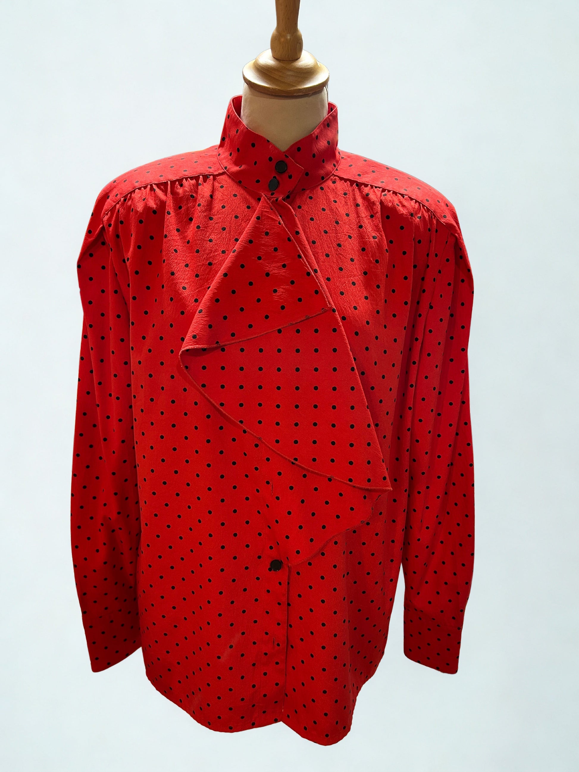 Chemisier vintage rouge à pois Féraud la friperie vintage 25