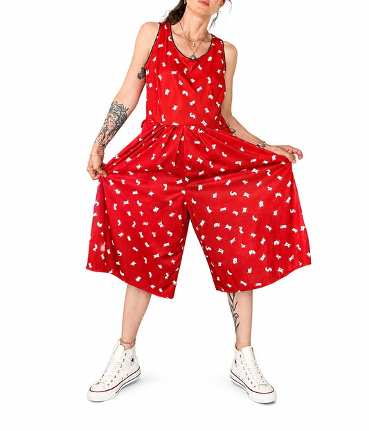 Combinaison vintage rouge imprimé