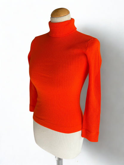 Pull col roulé vintage 70 orange la friperie vintage 25