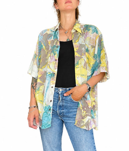 Chemise vintage imprimé pastel 90