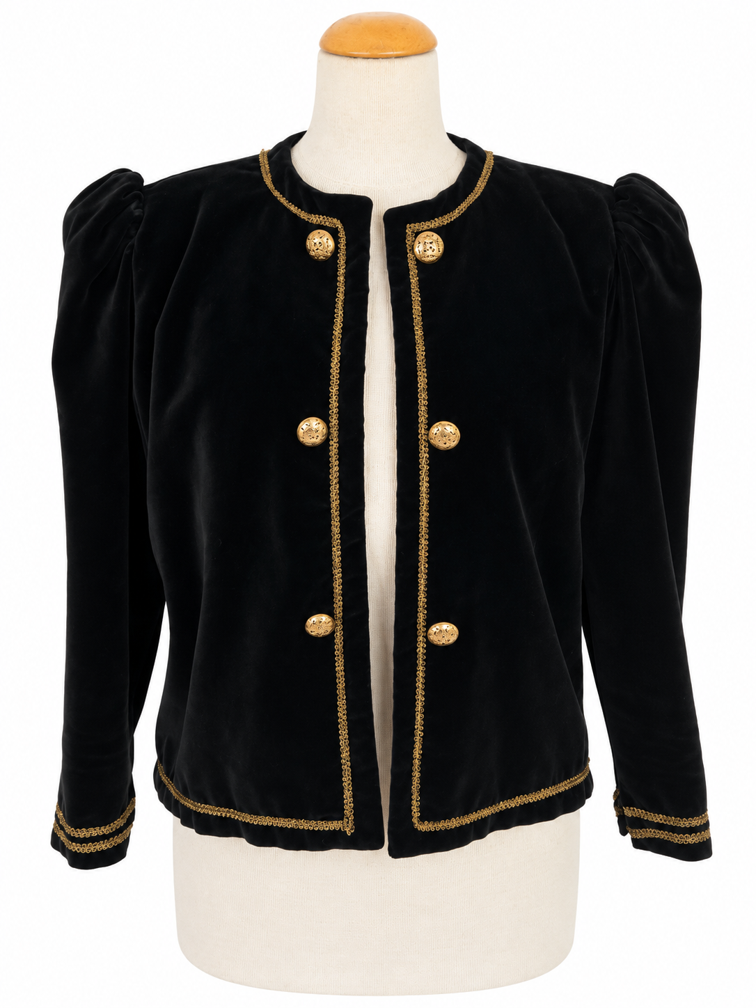 Veste vintage noire velours boutons dorés