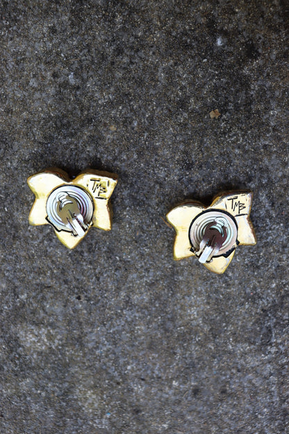 Clips vintage TMB fleur rouge marbrée