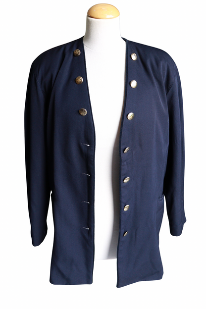 Veste longue Laurèl bleu marine laine la friperie vintage 25
