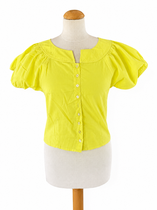Blouse vintage jaune manches bouffantes