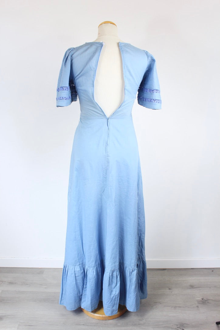 Robe longue vintage bleu bohème hippie 70' la friperie vintage 25