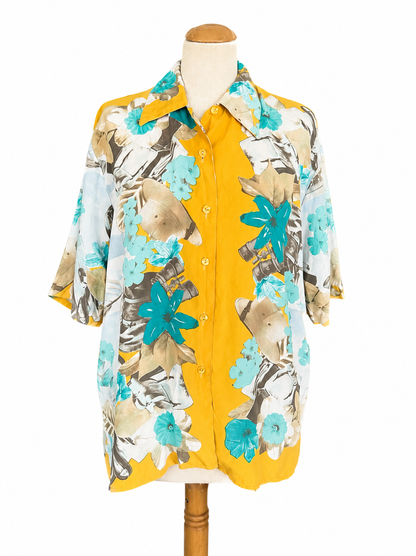 Chemise vintage imprimé marin et voyage