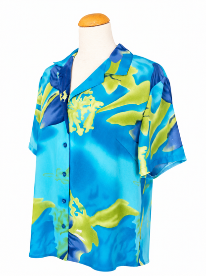 Chemisier vintage bleu et vert