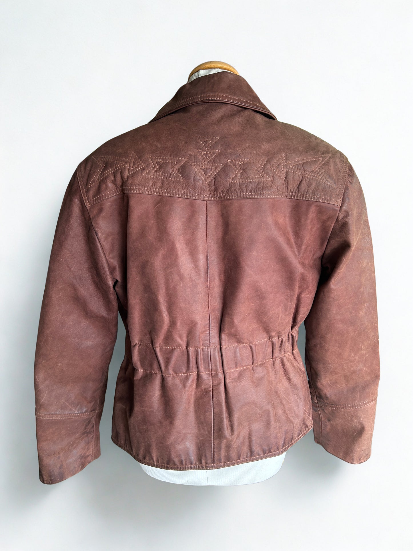 Veste en cuir nubuck vintage marron