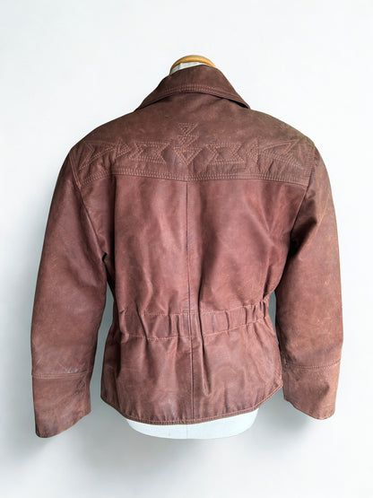 Veste en cuir nubuck vintage marron